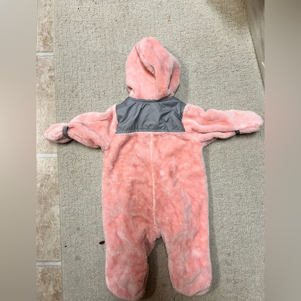 Pink and Gray Hooded Baby Onesie